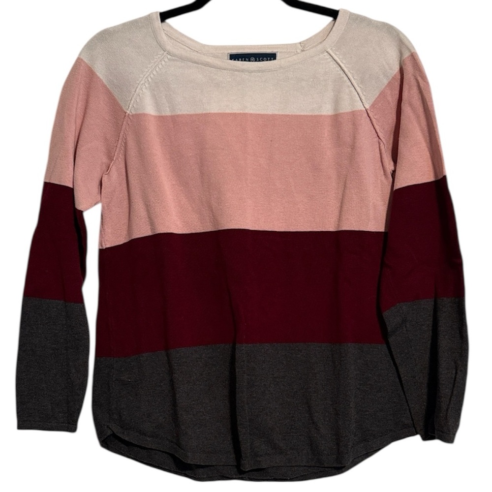 🖤 Karen Scott 100% Cotton Striped Lightweight Sweater